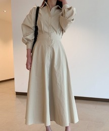 YUGA_YGMC Korean-style voluminous sleeve flared shirt dress
