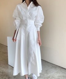 YUGA_YGMC Korean-style voluminous sleeve flared shirt dress