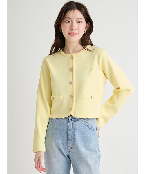 CELFORD(セルフォード)の「【UVカット】トリム刺繍カーディガン(ノーカラージャケット・レディース・イエロー/オフホワイト/ピンク/ネイビー・F)」の12枚目の写真