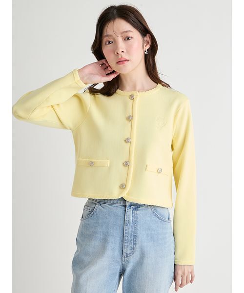 CELFORD(セルフォード)の「【UVカット】トリム刺繍カーディガン(ノーカラージャケット・レディース・イエロー/オフホワイト/ピンク/ネイビー・F)」の20枚目の写真