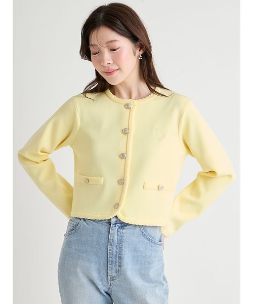 CELFORD(セルフォード)の「【UVカット】トリム刺繍カーディガン(ノーカラージャケット・レディース・イエロー/オフホワイト/ピンク/ネイビー・F)」の22枚目の写真