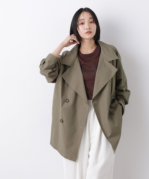 NANO universe(ナノユニバース)の「撥水&花粉ガード ショートトレンチコート(トレンチコート・レディース・カーキ/ライトベージュ/ベージュ・FREE)」の3枚目の写真