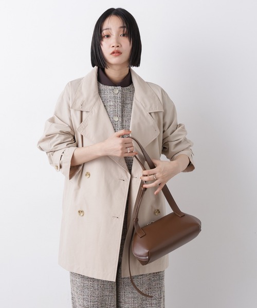 NANO universe(ナノユニバース)の「撥水&花粉ガード ショートトレンチコート(トレンチコート・レディース・カーキ/ライトベージュ/ベージュ・FREE)」の1枚目の写真