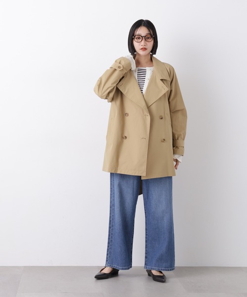 NANO universe(ナノユニバース)の「撥水&花粉ガード ショートトレンチコート(トレンチコート・レディース・カーキ/ライトベージュ/ベージュ・FREE)」の9枚目の写真