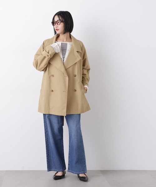 NANO universe(ナノユニバース)の「撥水&花粉ガード ショートトレンチコート(トレンチコート・レディース・カーキ/ライトベージュ/ベージュ・FREE)」の10枚目の写真