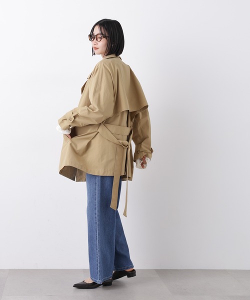 NANO universe(ナノユニバース)の「撥水&花粉ガード ショートトレンチコート(トレンチコート・レディース・カーキ/ライトベージュ/ベージュ・FREE)」の11枚目の写真