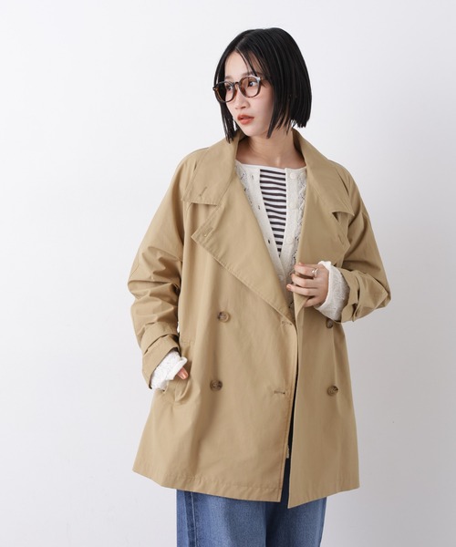 NANO universe(ナノユニバース)の「撥水&花粉ガード ショートトレンチコート(トレンチコート・レディース・カーキ/ライトベージュ/ベージュ・FREE)」の5枚目の写真