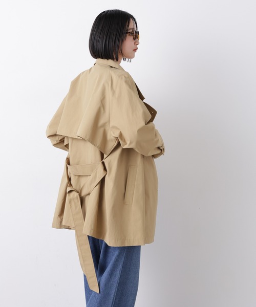 NANO universe(ナノユニバース)の「撥水&花粉ガード ショートトレンチコート(トレンチコート・レディース・カーキ/ライトベージュ/ベージュ・FREE)」の6枚目の写真