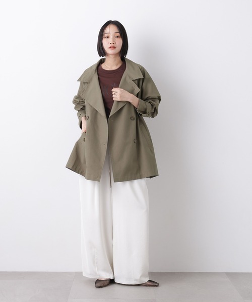 NANO universe(ナノユニバース)の「撥水&花粉ガード ショートトレンチコート(トレンチコート・レディース・カーキ/ライトベージュ/ベージュ・FREE)」の16枚目の写真