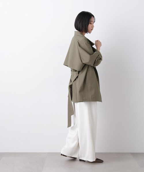 NANO universe(ナノユニバース)の「撥水&花粉ガード ショートトレンチコート(トレンチコート・レディース・カーキ/ライトベージュ/ベージュ・FREE)」の18枚目の写真