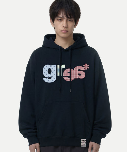 GRAVER（グレーバー）の「[ユニセックス]GRAE-S PATCH フードパーカー_3カラー（パーカー・レディース・ブラック/ホワイト/スカイブルー・SMALL/MEDIUM/LARGE）」の5枚目の写真