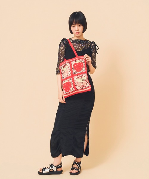 Casselini(キャセリーニ)の「Casselini(キャセリーニ)クロシェトートバッグ(トートバッグ・レディース・ブラック/レッド/ブルー・FREE)」の12枚目の写真
