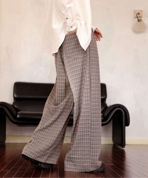 neos(ネオス)の「【neos】ワイド バルーン バレル チェックパンツ スラックス ルーズシルエット メンズ ユニセックス(スラックス・メンズ・ブラウン/ブラック・MEDIUM/LARGE/X-LARGE/XX-LARGE/XXX-LARGE)」の13枚目の写真