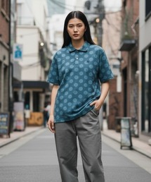 HANGTEN（ハンテン）の「【HANGTEN/ハンテン】スタンダードシルエットパネル切り替えデザインスラブ天竺プリントポロシャツ サーフブランド カジュアル ゴルフ スポーツ（ポロシャツ）」