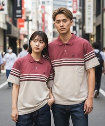 HANGTEN（ハンテン）の「【HANGTEN/ハンテン】スタンダードシルエットパネル切り替えデザインスラブ天竺プリントポロシャツ サーフブランド カジュアル ゴルフ スポーツ（ポロシャツ）」