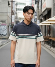 HANGTEN（ハンテン）の「【HANGTEN/ハンテン】スタンダードシルエットパネル切り替えデザインスラブ天竺プリントポロシャツ サーフブランド カジュアル ゴルフ スポーツ（ポロシャツ）」