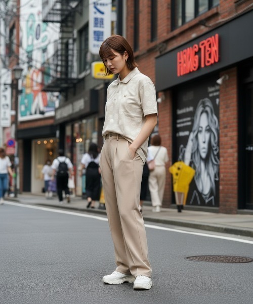 HANGTEN(ハンテン)の「【HANGTEN/ハンテン】スタンダードシルエットパネル切り替えデザインスラブ天竺プリントポロシャツ サーフブランド カジュアル ゴルフ スポーツ ドット(ポロシャツ・レディース・ヘザーチャコール/ネイビー系1/ホワイト系その他/グレー系その他/ブルー系その他/レッド系その他/ナチュラル・LARGE/MEDIUM/X-LARGE)」の8枚目の写真