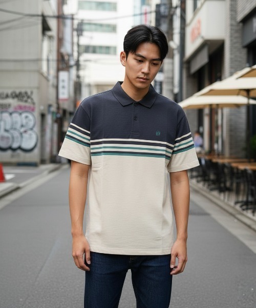 HANGTEN(ハンテン)の「【HANGTEN/ハンテン】スタンダードシルエットパネル切り替えデザインスラブ天竺プリントポロシャツ サーフブランド カジュアル ゴルフ スポーツ ドット(ポロシャツ・レディース・ヘザーチャコール/ネイビー系1/ホワイト系その他/グレー系その他/ブルー系その他/レッド系その他/ナチュラル・LARGE/MEDIUM/X-LARGE)」の12枚目の写真