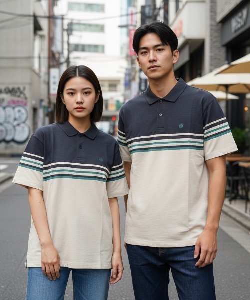 HANGTEN(ハンテン)の「【HANGTEN/ハンテン】スタンダードシルエットパネル切り替えデザインスラブ天竺プリントポロシャツ サーフブランド カジュアル ゴルフ スポーツ ドット(ポロシャツ・レディース・ヘザーチャコール/ネイビー系1/ホワイト系その他/グレー系その他/ブルー系その他/レッド系その他/ナチュラル・LARGE/MEDIUM/X-LARGE)」の11枚目の写真