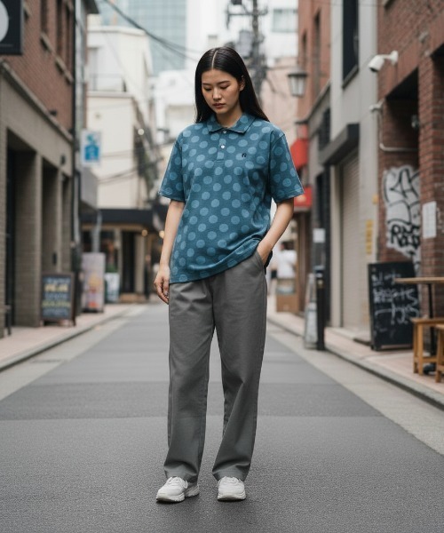HANGTEN(ハンテン)の「【HANGTEN/ハンテン】スタンダードシルエットパネル切り替えデザインスラブ天竺プリントポロシャツ サーフブランド カジュアル ゴルフ スポーツ ドット(ポロシャツ・レディース・ヘザーチャコール/ネイビー系1/ホワイト系その他/グレー系その他/ブルー系その他/レッド系その他/ナチュラル・LARGE/MEDIUM/X-LARGE)」の16枚目の写真