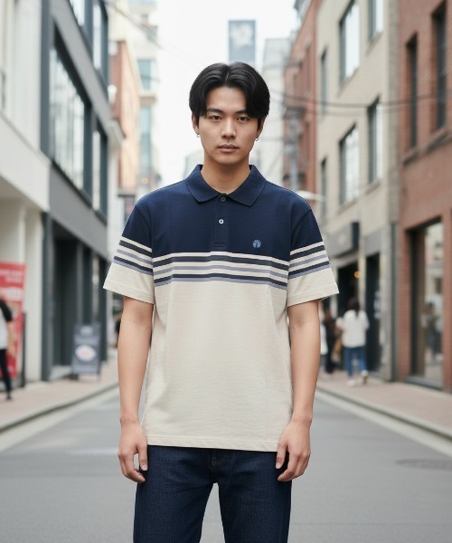 HANGTEN(ハンテン)の「【HANGTEN/ハンテン】スタンダードシルエットパネル切り替えデザインスラブ天竺プリントポロシャツ サーフブランド カジュアル ゴルフ スポーツ ドット(ポロシャツ・レディース・ヘザーチャコール/ネイビー系1/ホワイト系その他/グレー系その他/ブルー系その他/レッド系その他/ナチュラル・LARGE/MEDIUM/X-LARGE)」の18枚目の写真