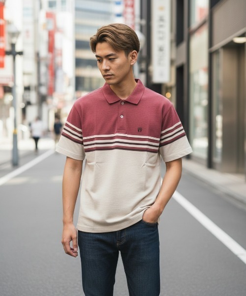HANGTEN(ハンテン)の「【HANGTEN/ハンテン】スタンダードシルエットパネル切り替えデザインスラブ天竺プリントポロシャツ サーフブランド カジュアル ゴルフ スポーツ ドット(ポロシャツ・レディース・ヘザーチャコール/ネイビー系1/ホワイト系その他/グレー系その他/ブルー系その他/レッド系その他/ナチュラル・LARGE/MEDIUM/X-LARGE)」の19枚目の写真
