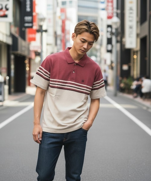 HANGTEN(ハンテン)の「【HANGTEN/ハンテン】スタンダードシルエットパネル切り替えデザインスラブ天竺プリントポロシャツ サーフブランド カジュアル ゴルフ スポーツ ドット(ポロシャツ・レディース・ヘザーチャコール/ネイビー系1/ホワイト系その他/グレー系その他/ブルー系その他/レッド系その他/ナチュラル・LARGE/MEDIUM/X-LARGE)」の20枚目の写真