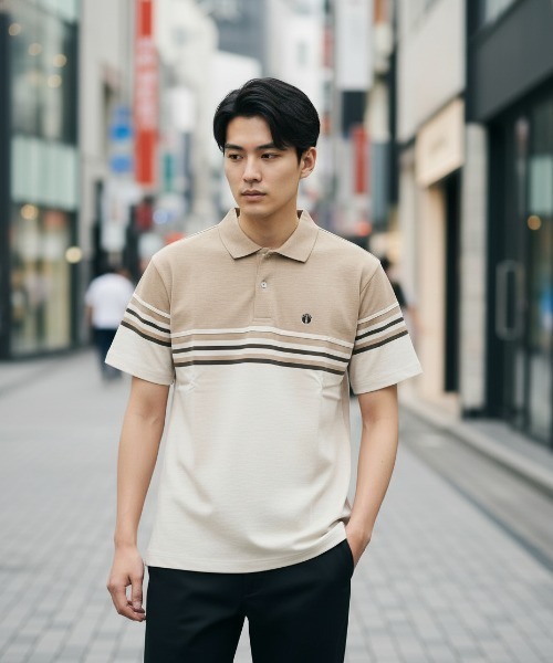 HANGTEN(ハンテン)の「【HANGTEN/ハンテン】スタンダードシルエットパネル切り替えデザインスラブ天竺プリントポロシャツ サーフブランド カジュアル ゴルフ スポーツ ドット(ポロシャツ・レディース・ヘザーチャコール/ネイビー系1/ホワイト系その他/グレー系その他/ブルー系その他/レッド系その他/ナチュラル・LARGE/MEDIUM/X-LARGE)」の13枚目の写真