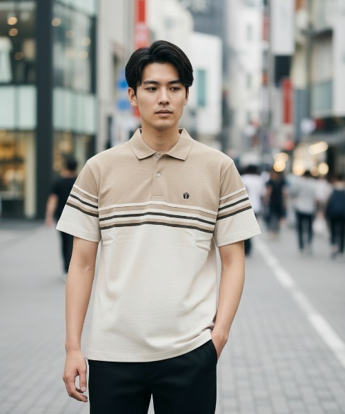 HANGTEN(ハンテン)の「【HANGTEN/ハンテン】スタンダードシルエットパネル切り替えデザインスラブ天竺プリントポロシャツ サーフブランド カジュアル ゴルフ スポーツ ドット(ポロシャツ・レディース・ヘザーチャコール/ネイビー系1/ホワイト系その他/グレー系その他/ブルー系その他/レッド系その他/ナチュラル・LARGE/MEDIUM/X-LARGE)」の14枚目の写真