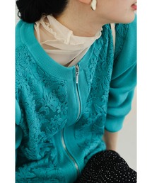 CAWAII（カワイイ）の「オーガンジーに咲く花刺繍のリブニットブルゾン（ブルゾン）」