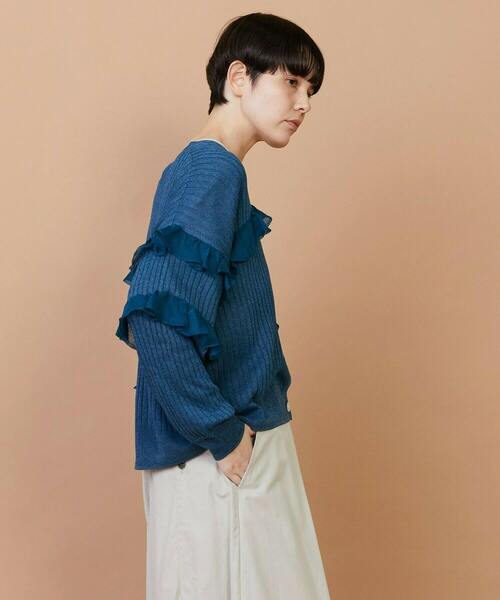 FRAPBOIS（フラボア）の「シアーフリル カーディガン（カーディガン/ボレロ・レディース・ブラック/ブルーグリーン・1）」の16枚目の写真