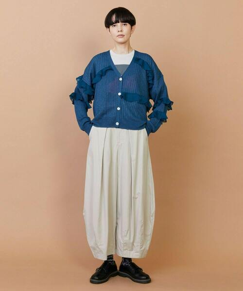 FRAPBOIS（フラボア）の「シアーフリル カーディガン（カーディガン/ボレロ・レディース・ブラック/ブルーグリーン・1）」の18枚目の写真