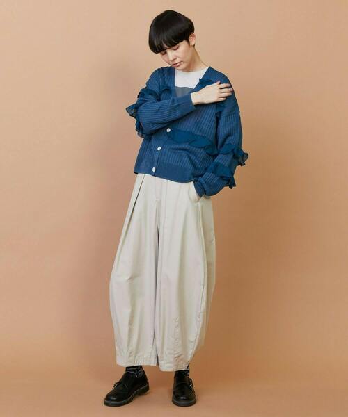 FRAPBOIS（フラボア）の「シアーフリル カーディガン（カーディガン/ボレロ・レディース・ブラック/ブルーグリーン・1）」の4枚目の写真