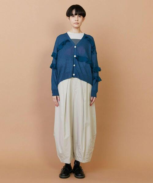 FRAPBOIS（フラボア）の「シアーフリル カーディガン（カーディガン/ボレロ・レディース・ブラック/ブルーグリーン・1）」の6枚目の写真