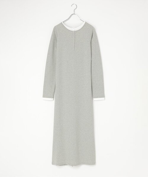 VENCEEXCHANGE（ヴァンスエクスチェンジ）の「レイヤードヘンリーネックロングワンピース（ワンピース・レディース・ブラック/杢グレー/チャコール・FREE）」の2枚目の写真