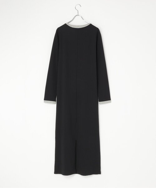 VENCEEXCHANGE（ヴァンスエクスチェンジ）の「レイヤードヘンリーネックロングワンピース（ワンピース・レディース・ブラック/杢グレー/チャコール・FREE）」の6枚目の写真