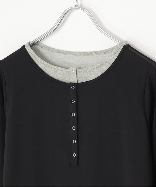 VENCEEXCHANGE（ヴァンスエクスチェンジ）の「レイヤードヘンリーネックロングワンピース（ワンピース・レディース・ブラック/杢グレー/チャコール・FREE）」の11枚目の写真