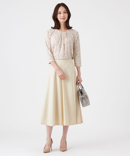 TRANS WORK(トランスワーク)の「【L】【ウォッシャブル】強撚スムースプリントブラウス(シャツ/ブラウス・レディース・ネイビー/ベージュ・46/44)」の4枚目の写真