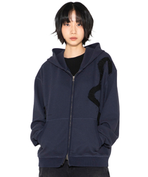 XTONZ（エクストーンズ）の「XTT151 フローアップリケワッフルフードジップアップ (NAVY)（パーカー）」