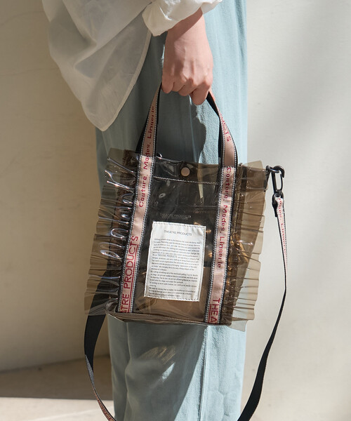 FREAK'S STORE(フリークスストア)の「THEATRE PRODUCTS × FREAK'S STORE/シアタープロダクツ 別注 ジャガードテープ フリル クリア トートバッグ S(ショルダーバッグ・レディース・チャコール/ホワイト/キャメル・ONE SIZE)」の11枚目の写真