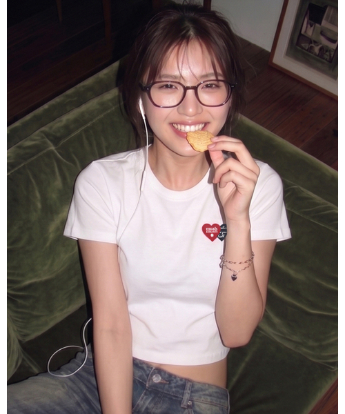 muahmuah（ムーアムーア）の「ラブラブムア クロップ半袖Tシャツ [3色]（Tシャツ/カットソー・レディース・アイボリー/ブラック/チャコール・FREE）」の20枚目の写真