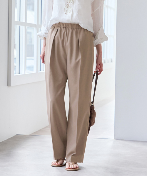 U by SPICK&SPAN（ユーバイスピックアンドスパン）の「リネンライクウォッシャブルパンツ（スラックス・レディース・ライトグレー/ブラウン/ブラック・36/38）」の3枚目の写真