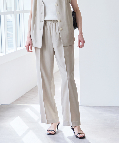 U by SPICK&SPAN（ユーバイスピックアンドスパン）の「リネンライクウォッシャブルパンツ（スラックス・レディース・ライトグレー/ブラウン/ブラック・36/38）」の2枚目の写真