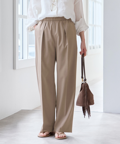 U by SPICK&SPAN（ユーバイスピックアンドスパン）の「リネンライクウォッシャブルパンツ（スラックス・レディース・ライトグレー/ブラウン/ブラック・36/38）」の7枚目の写真