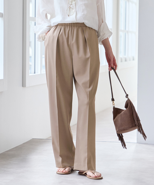 U by SPICK&SPAN（ユーバイスピックアンドスパン）の「リネンライクウォッシャブルパンツ（スラックス・レディース・ライトグレー/ブラウン/ブラック・36/38）」の8枚目の写真