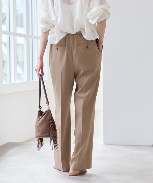 U by SPICK&SPAN（ユーバイスピックアンドスパン）の「リネンライクウォッシャブルパンツ（スラックス・レディース・ライトグレー/ブラウン/ブラック・36/38）」の11枚目の写真