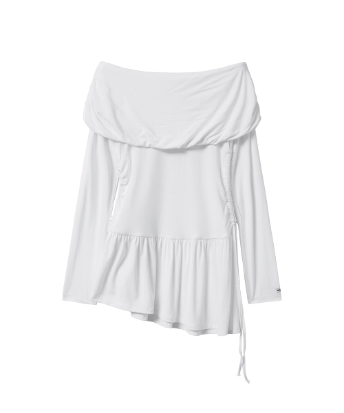 RENSE(レンセ)の「Shirring Off-Shoulder Tee White(Tシャツ/カットソー・レディース・その他・OS)」の3枚目の写真