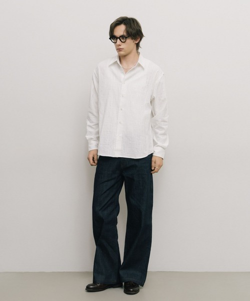 LURAKU(ルラク)の「【LURAKU】Jacquard Regular Shirt / ジャガードレギュラーシャツ(シャツ/ブラウス・メンズ・オフホワイト/ブラック・LARGE/MEDIUM)」の7枚目の写真