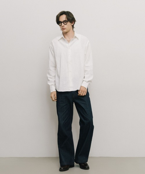 LURAKU(ルラク)の「【LURAKU】Jacquard Regular Shirt / ジャガードレギュラーシャツ(シャツ/ブラウス・メンズ・オフホワイト/ブラック・LARGE/MEDIUM)」の8枚目の写真