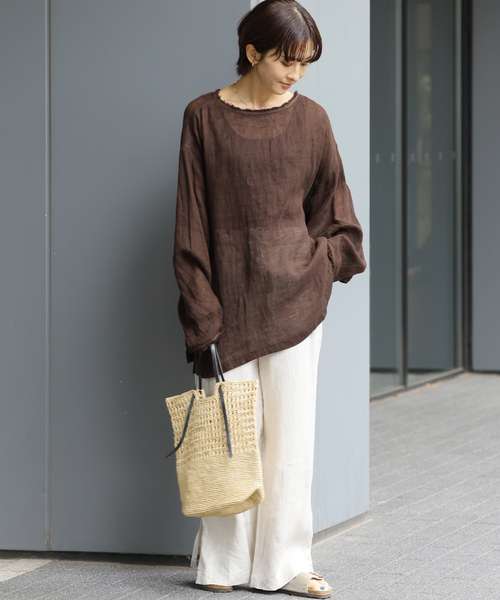 JOURNAL STANDARD relume(ジャーナルスタンダード レリューム)の「リネンガーゼロングスリーブビッグプルオーバー(シャツ/ブラウス・レディース・ホワイト/ブラック/ブラウン・FREE)」の21枚目の写真